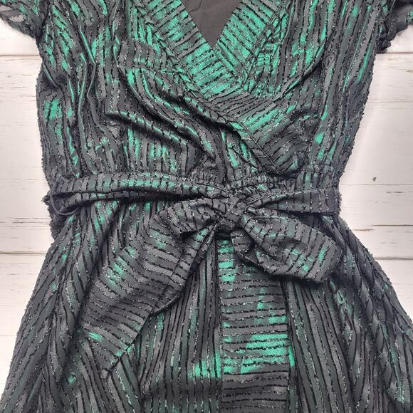 ModCloth Your Time to Shine Maxi Dress Emerald Green Black Metallic Stripe Small - Picture 7 of 11